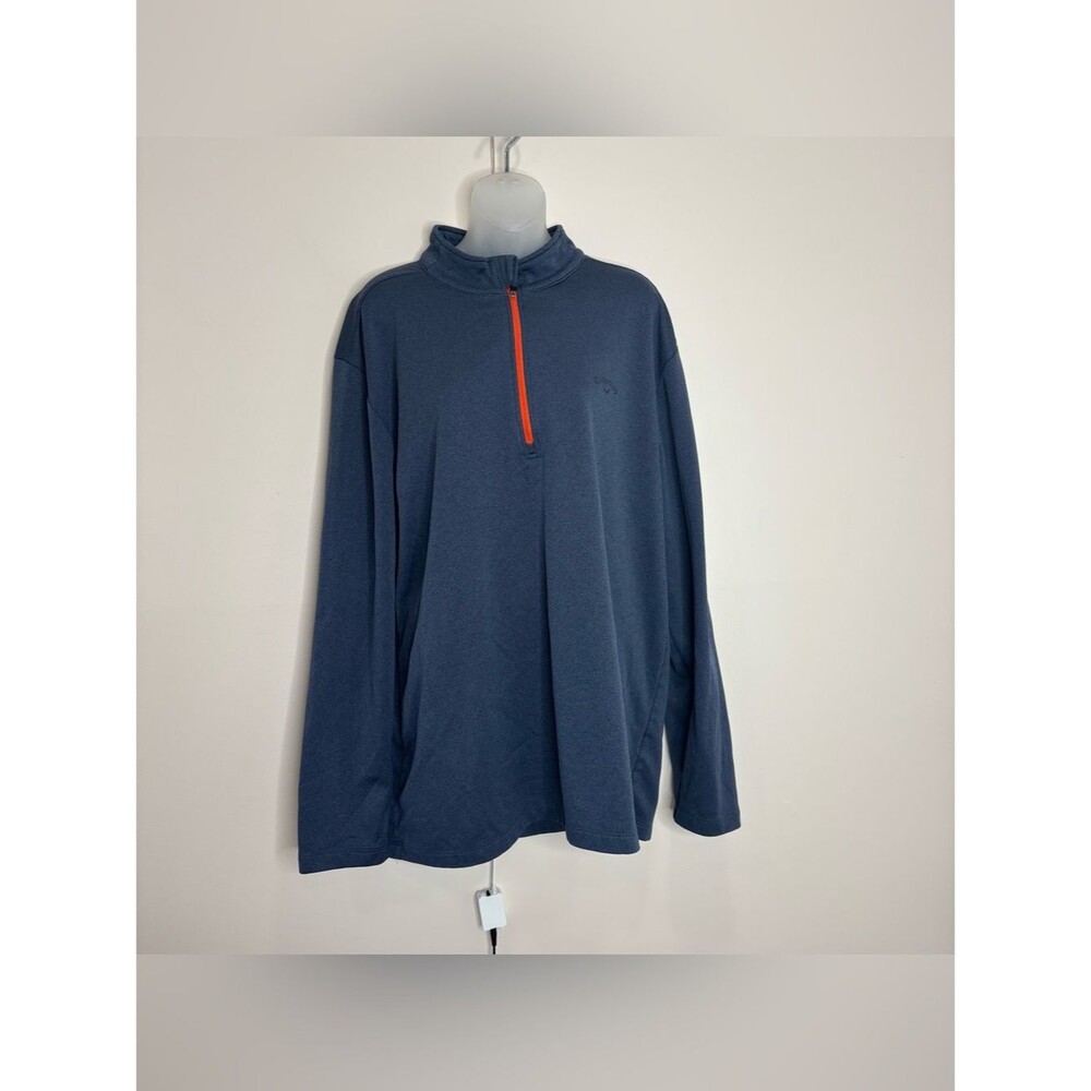 Callaway golf performance top Navy Blue Quarter-Zip Pullover Orange Zip XL